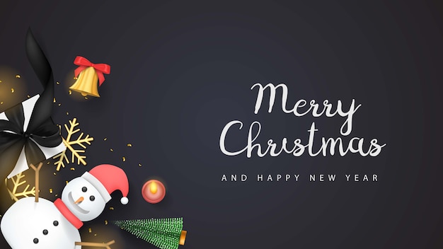 Vector merry christmas 3d banner