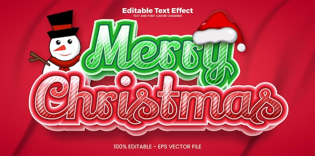 С рождеством 3d редактируемый текстовый эффект в современном трендовом стиле