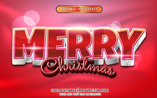 메리 크리스마스 3d 핑크 편집 가능한 텍스트 효과 템플릿 디자인 배경 제목