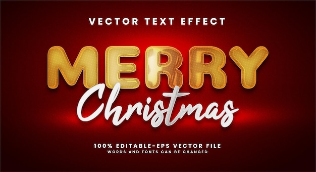 С Рождеством Христовым 3D текстовый эффект. Редактируемый эффект стиля текста, подходящий для празднования рождественских праздников.