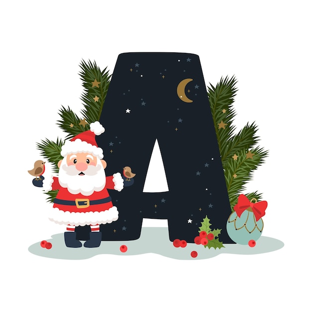 Vector merry christmas alphabet. the letter 