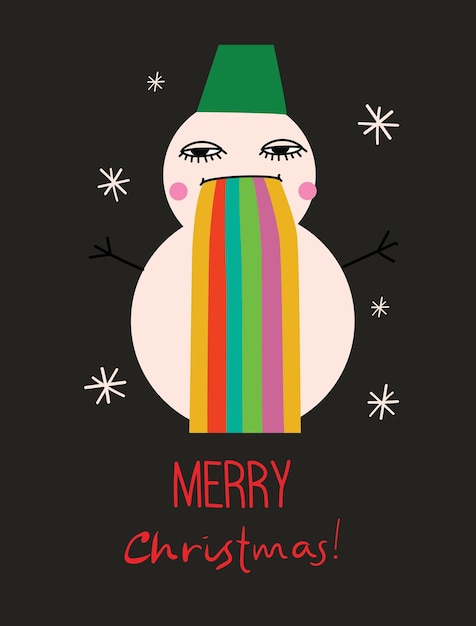 Счастливого рождества и нового 2023 года векторные модные абстрактные иллюстрации праздничной открытки со снеговиком для плаката