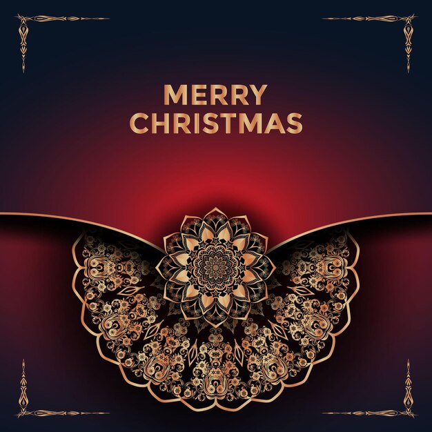 メリークリスマスと新年あけましておめでとうございます曼荼羅背景デザインプレミアムベクトル