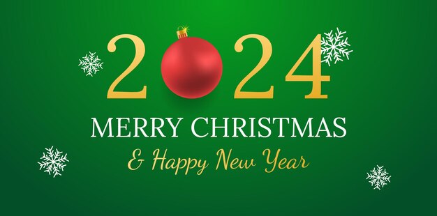 С рождеством и новым годом векторный баннер реалистичные красные безделушки на темно-зеленом фоне векторная иллюстрация