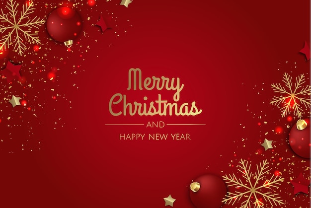ベクトル メリー クリスマスと新年あけましておめでとうございますクリスマスお祝い背景リアルな 3 d オブジェクトの白と金のボール