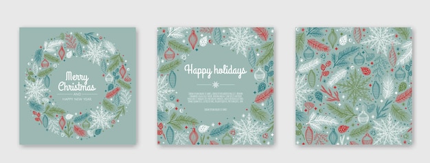 Merry Christmas artistic templates Corporate Holiday cards and invitations Winter frames and backgrounds design