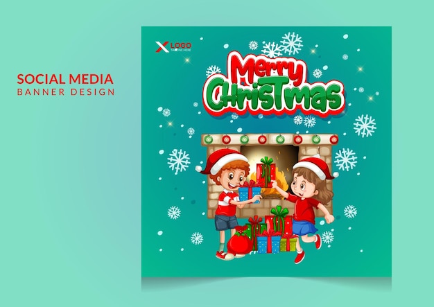 Merry christmas-avondmaal aanbieding social media post-ontwerpsjabloon