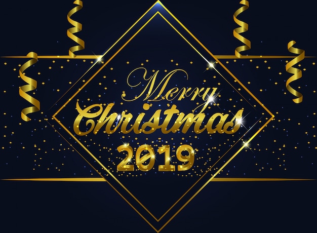 Merry christmas background gold lettering