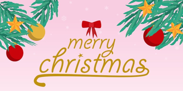 merry Christmas background illustration, pine leaf with decorations background vector EPS10