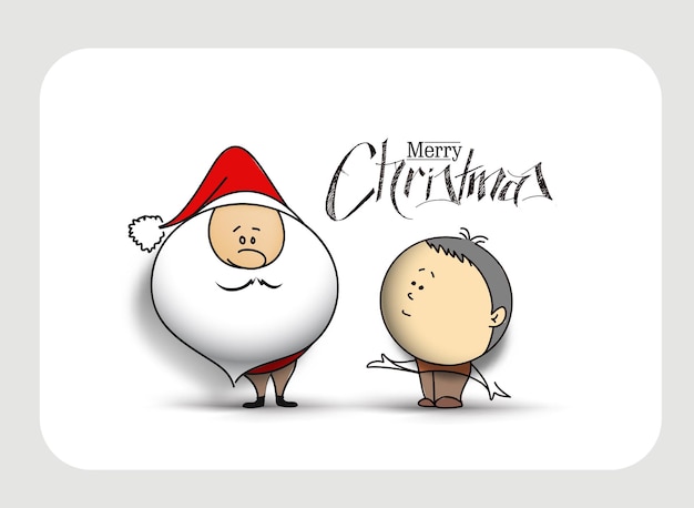 Merry christmas background - santa with little boy, vector illustration