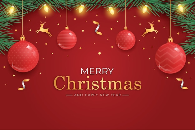 Merry christmas background with christmas decoration element