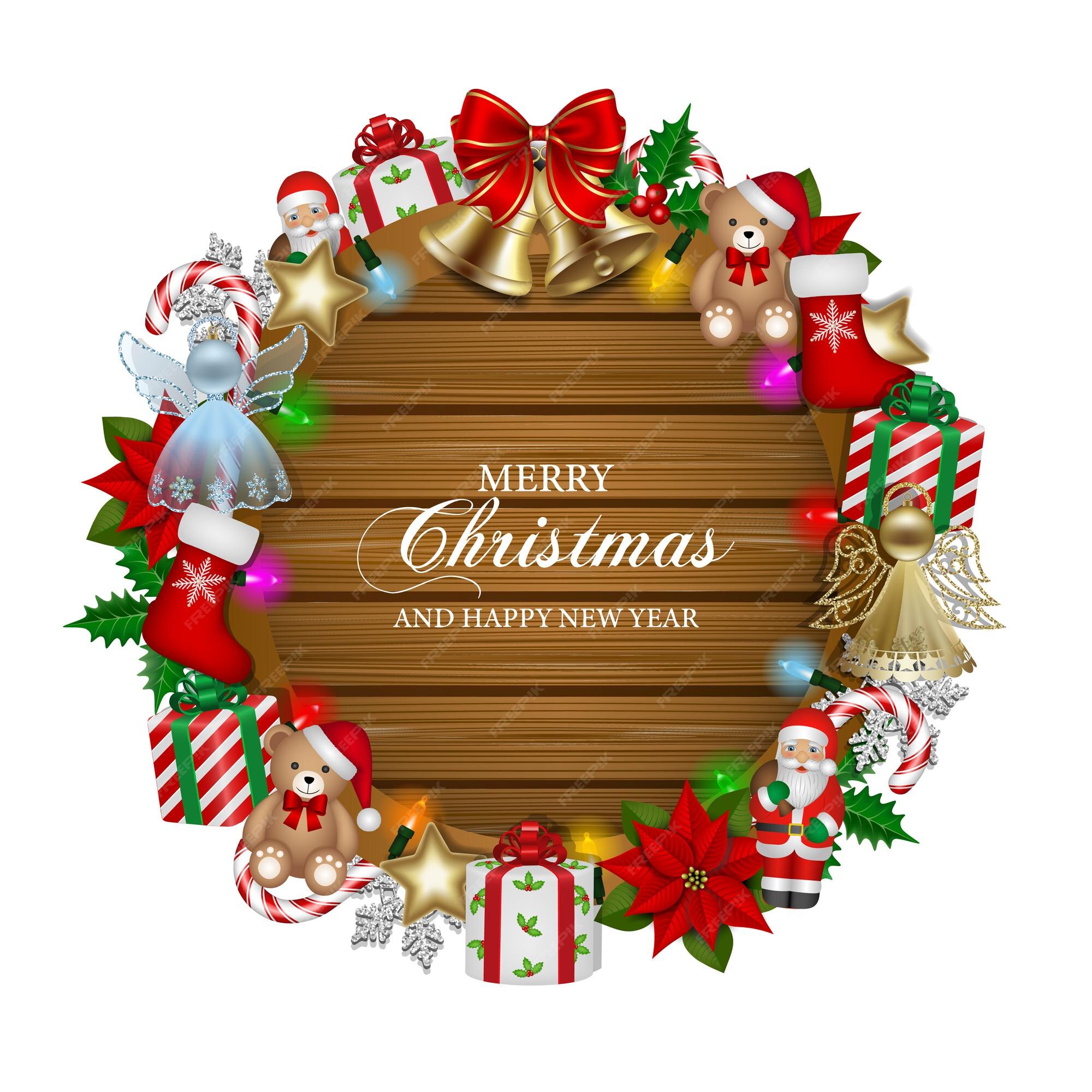 Premium Vector | Merry christmas background with decorations and ...