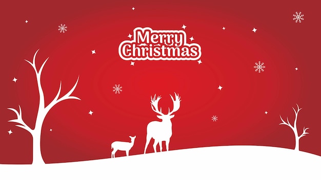 Merry Christmas Background with Deer