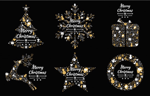 Merry christmas background with element collection