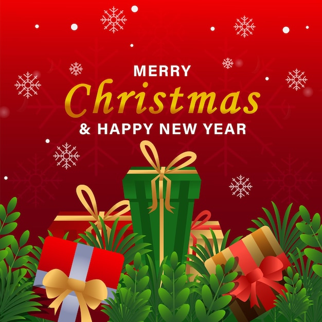 Vector merry christmas background with gifts