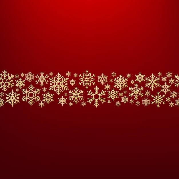 Merry Christmas background with gold snowflakes. Greeting card template.