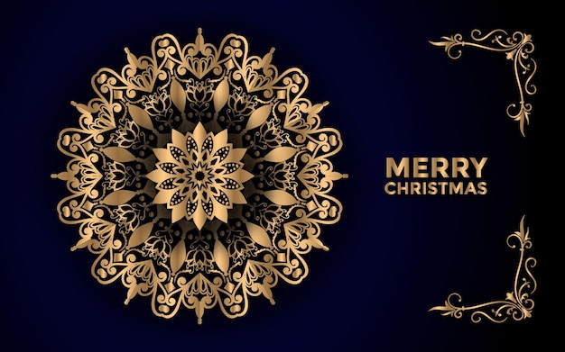 Merry christmas and background with ornamental mandala arabesque design premium vector