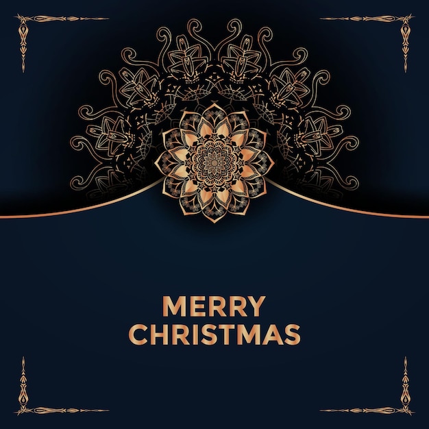 Merry Christmas and background with ornamental mandala design premium vector