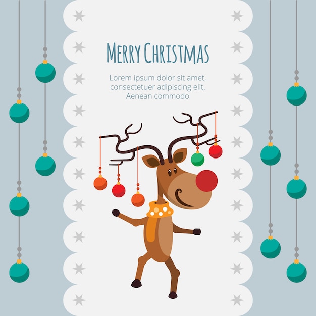 Merry christmas background with reindeer