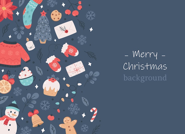 merry christmas background with seasonal elements
