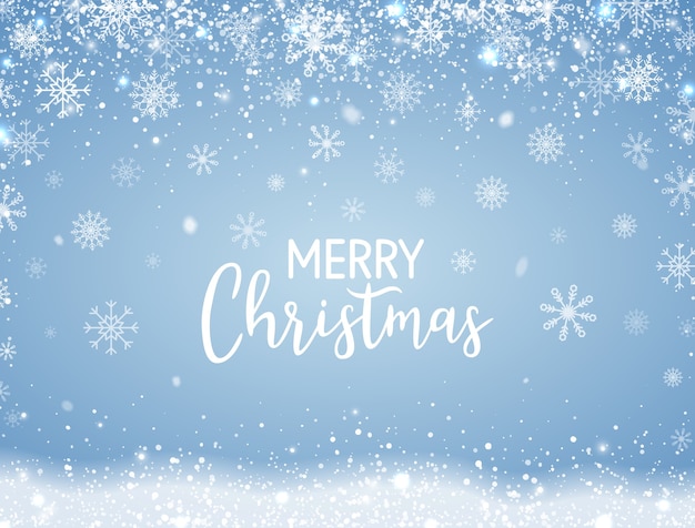 Vector merry christmas background with snowflakes