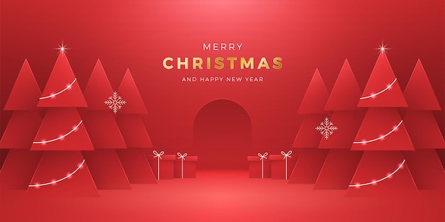 Sfondo di buon natale con spazio per il modello di banner web di visualizzazione del prodotto