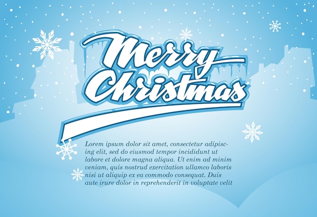 Merry christmas  background with text and  falling snow