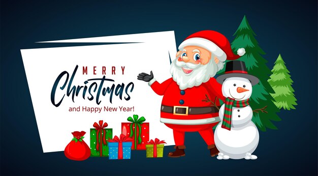 Merry Christmas Banner Concept l Kerst achtergrond met sneeuwpoppen fir tree door robigraphics