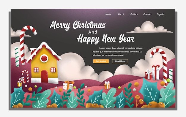 Vector merry christmas banner en landing page achtergrond vector illustratie