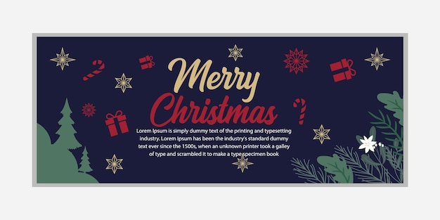 Merry Christmas banner Happy New Year banner social media cover and web banner Merry Christmas