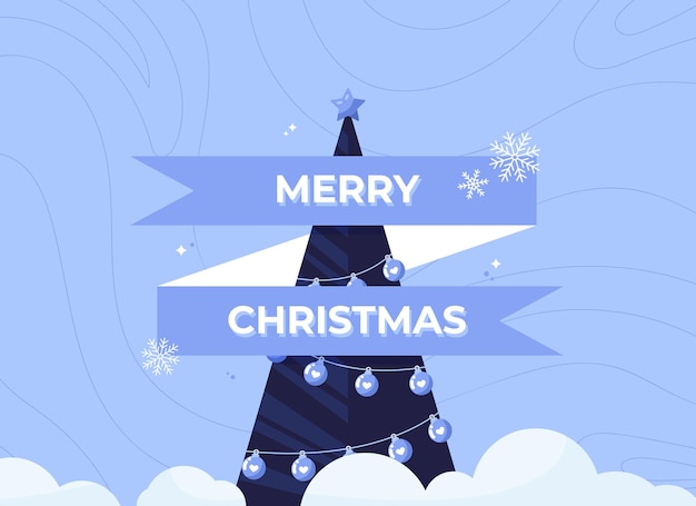 Merry christmas banner met kerstboom