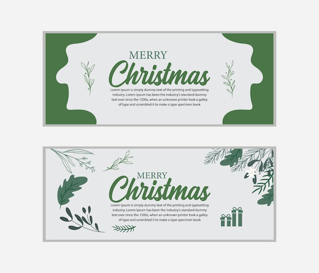 Vector merry christmas banner set and happy new year banner social media cover and web banner