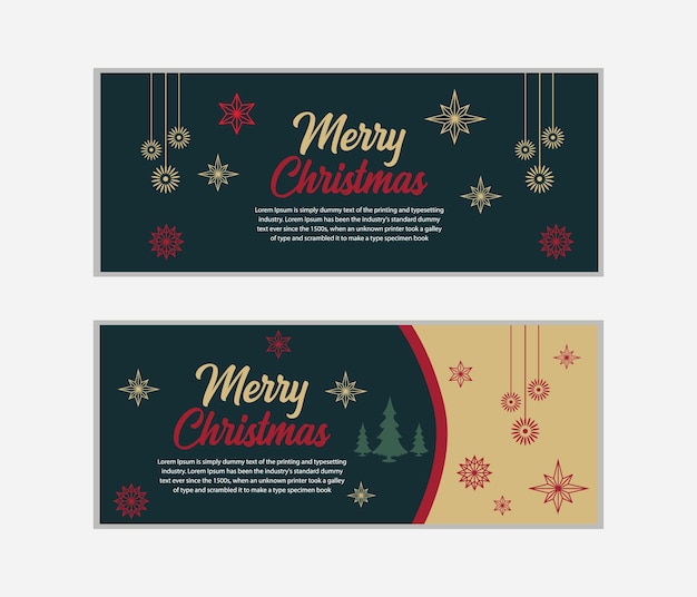 Vector merry christmas banner set and happy new year banner social media cover and web bannermerry