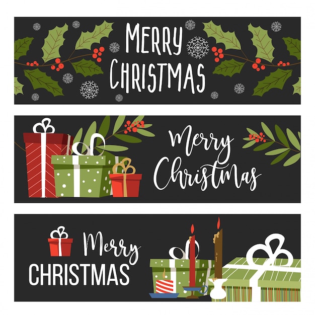 Merry christmas banner set