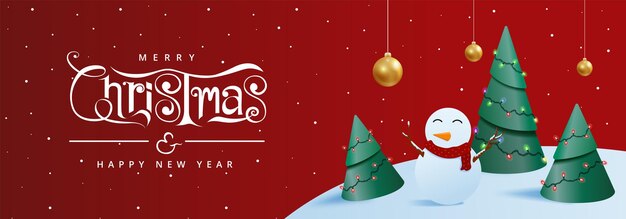 Merry christmas banner template design.