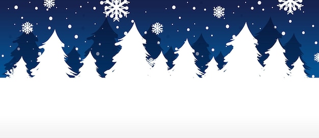 Merry Christmas banner with empty white pine silhouette