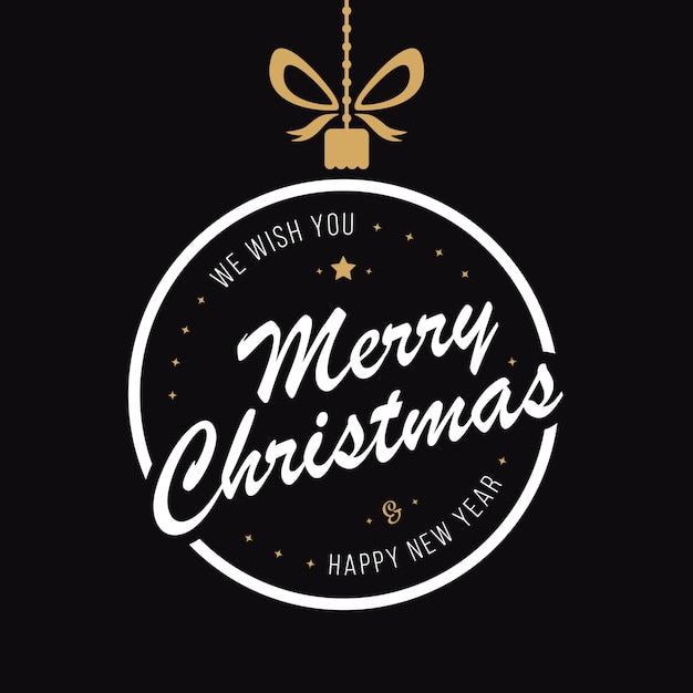 Vector merry christmas bauble greetings black background