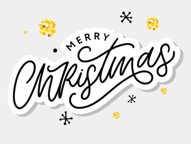 Merry christmas beautiful greeting card poster with calligraphy black text word.