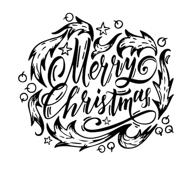 Merry christmas belettering geïsoleerd op wit