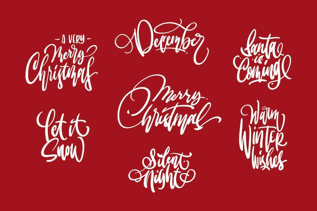 Merry christmas belettering ontwerpset