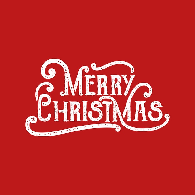 Merry Christmas belettering Vintage met kleur
