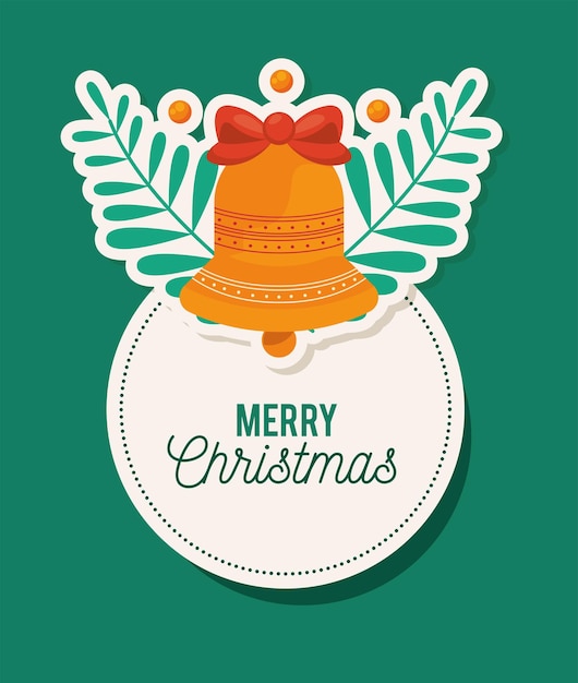 Vector merry christmas bell card