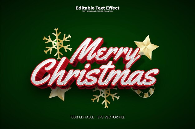 Merry christmas bewerkbaar teksteffect in moderne trendstijl Premium Vector