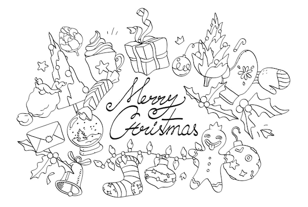 Merry Christmas black and white greeting card