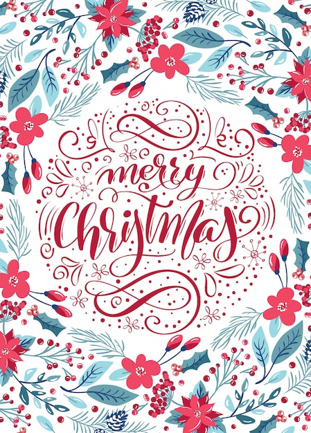 Merry christmas calligraphic lettering