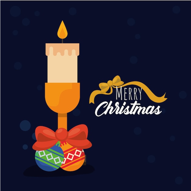 Vector merry christmas candle card