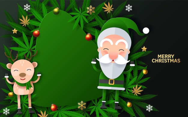 Merry Christmas  cannabis marijuana plant greeting card