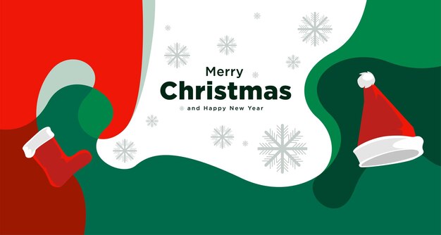 Merry Christmas card and banner vector illustration in red white and green colors 2024