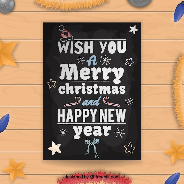 merry christmas card in blackboard