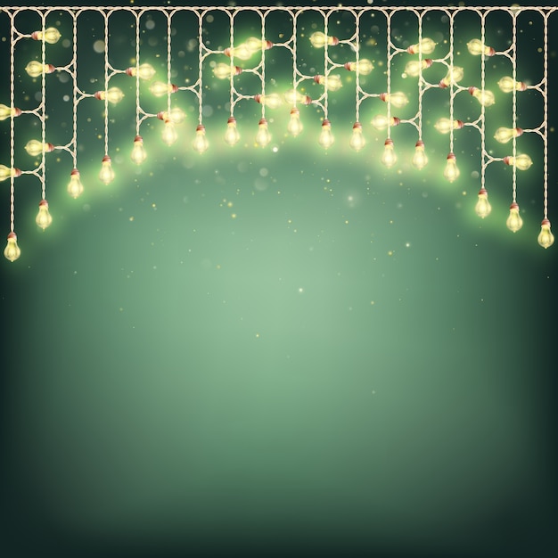 Merry christmas card concept - glowing lights garland.